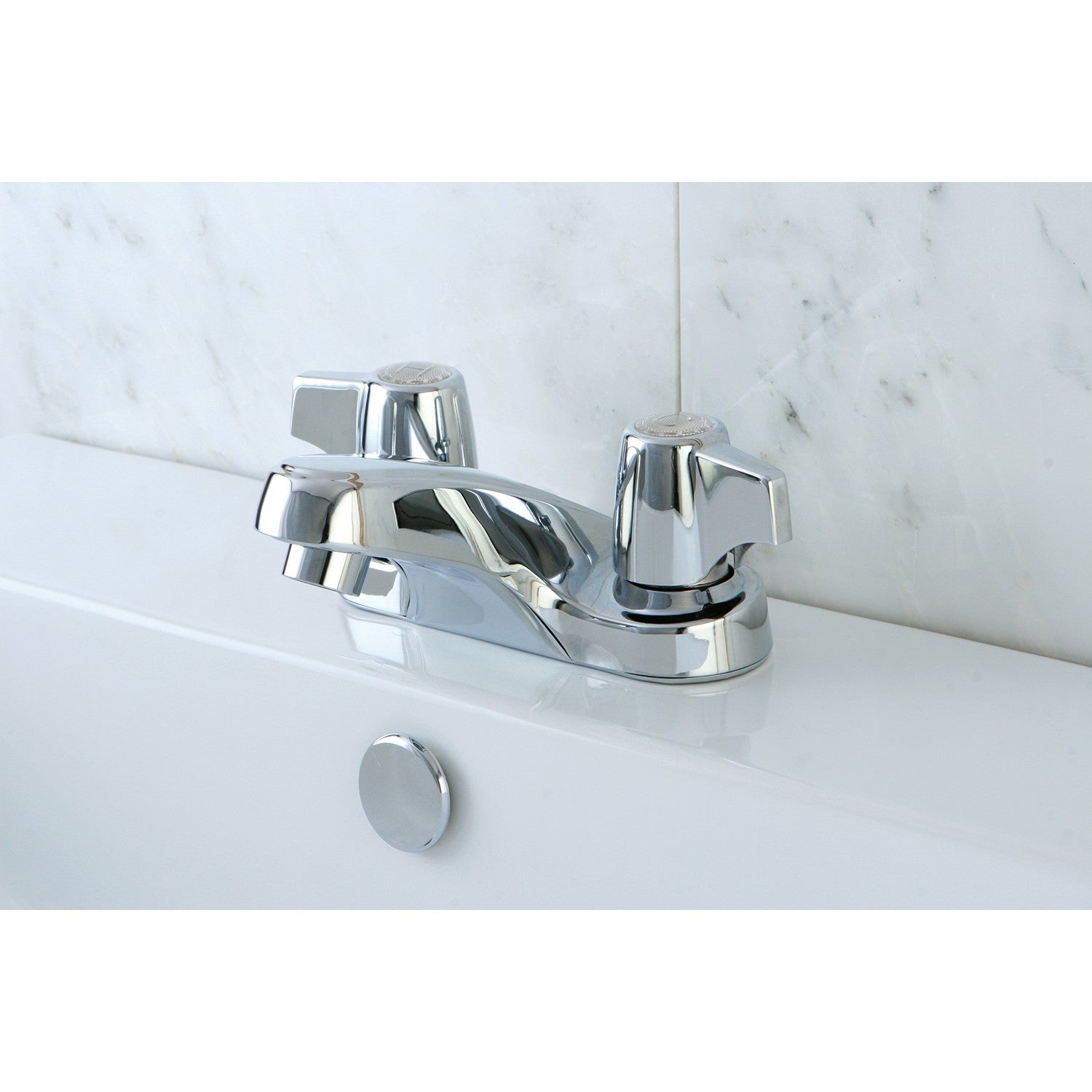 Kingston Tulare GKB160LP - Americana Double-Handle 3-Hole Deck Mount 4-Inch Centerset Bathroom Faucet, Polished Chrome — thumbnail 2